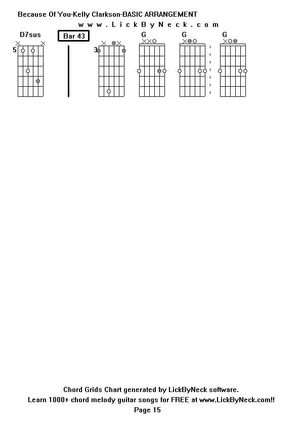 Chord Grids Chart of chord melody fingerstyle guitar song-Because Of You-Kelly Clarkson-BASIC ARRANGEMENT,generated by LickByNeck software.